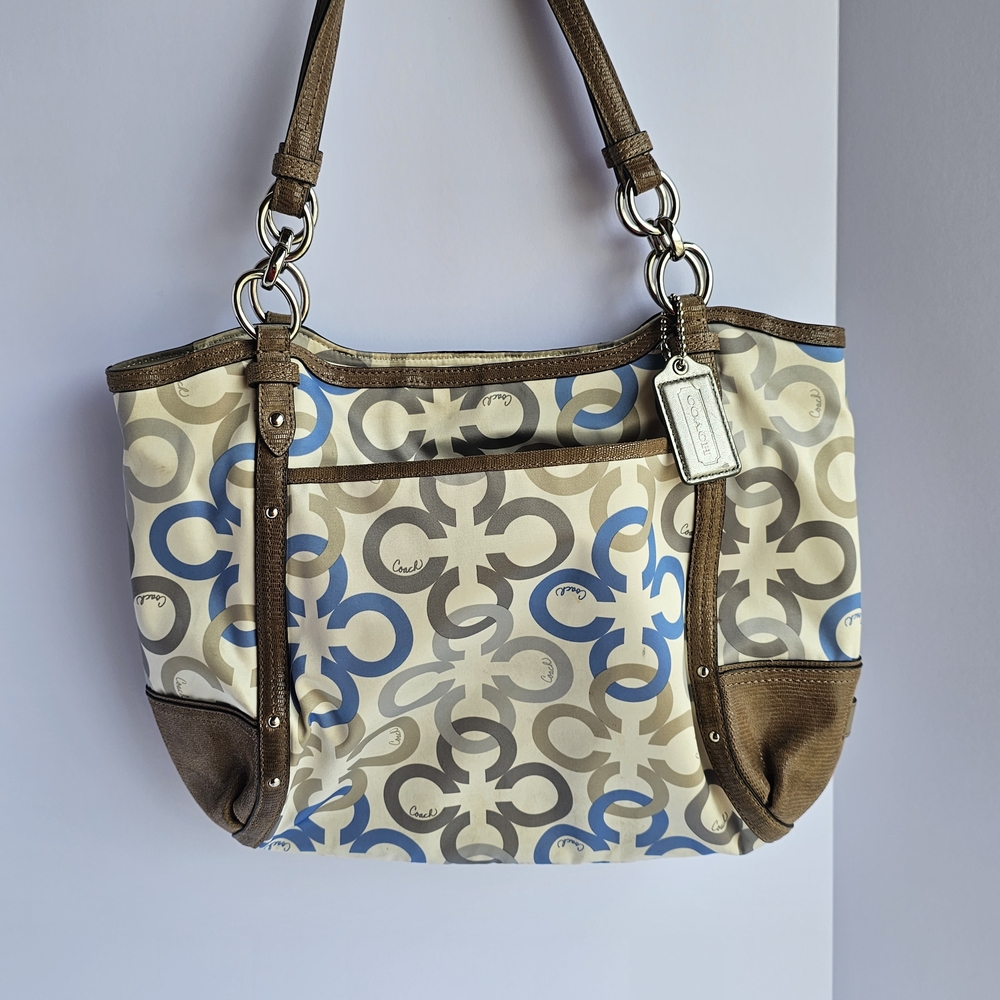 Stylish Brown and Blue Designer Tote Bag